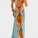 Camela - Bohemian Print Back-Tie Maksi haljina