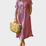 Prugasto košulja haljina s ukrasnim krilcima, gumbima i funkcionalnim džepovima