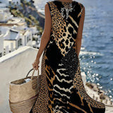 Wren™ | Ženska maksi haljina bez rukava s leopard patchwork printom