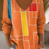 Beatrice™ | Raznobojni Pulover s V-Izrezom