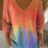 Beatrice™ | Raznobojni Pulover s V-Izrezom