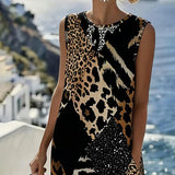 Wren™ | Ženska maksi haljina bez rukava s leopard patchwork printom