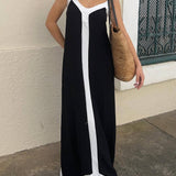 Nancy | Ljetna Lavechic Midi Haljina s Colorblock Uzorkom