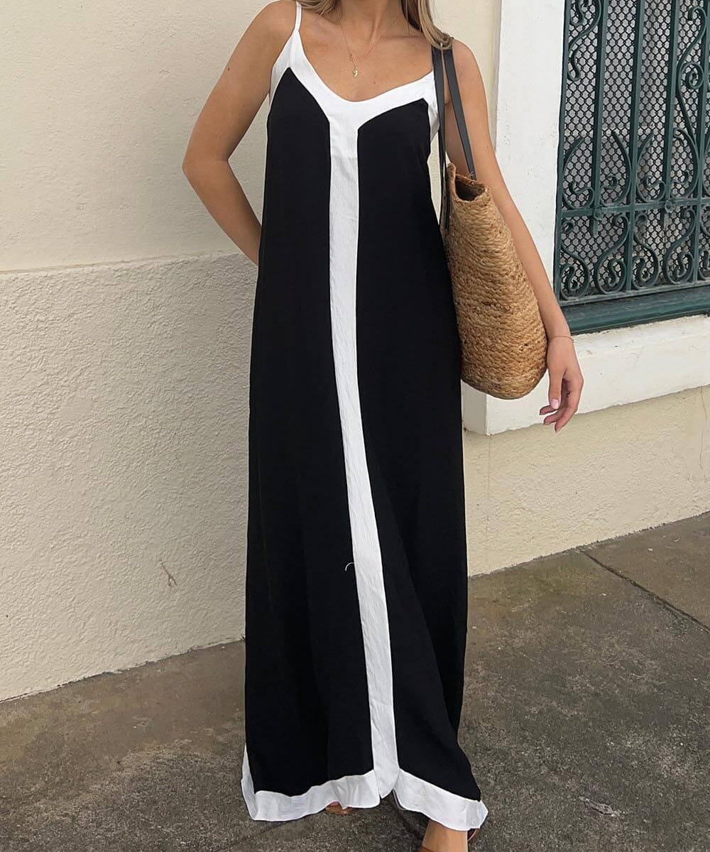 Nancy | Otok stil Lavechic Colorblock Midi haljina Izgled