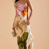 Kira | Resort Vibes Elegantna Cvjetna Haljina s Jednim Rame