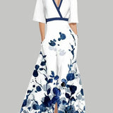 Lea | Elegantan Maxi Haljina s Polu-Rukavima uz More