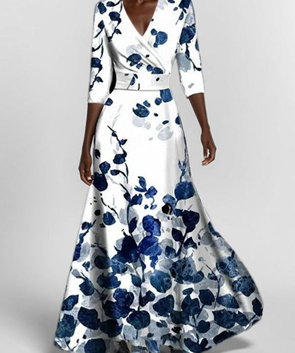 Lea | Elegantna Maxi Haljina s Polu-Rukavima uz More
