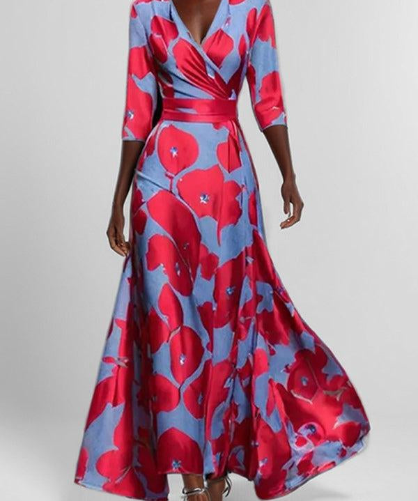 Lea | Elegantna Maxi Haljina s Polu-Rukavima uz More