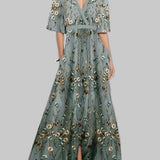 Lea | Elegantna Maxi Haljina s Polu-Rukavima uz More