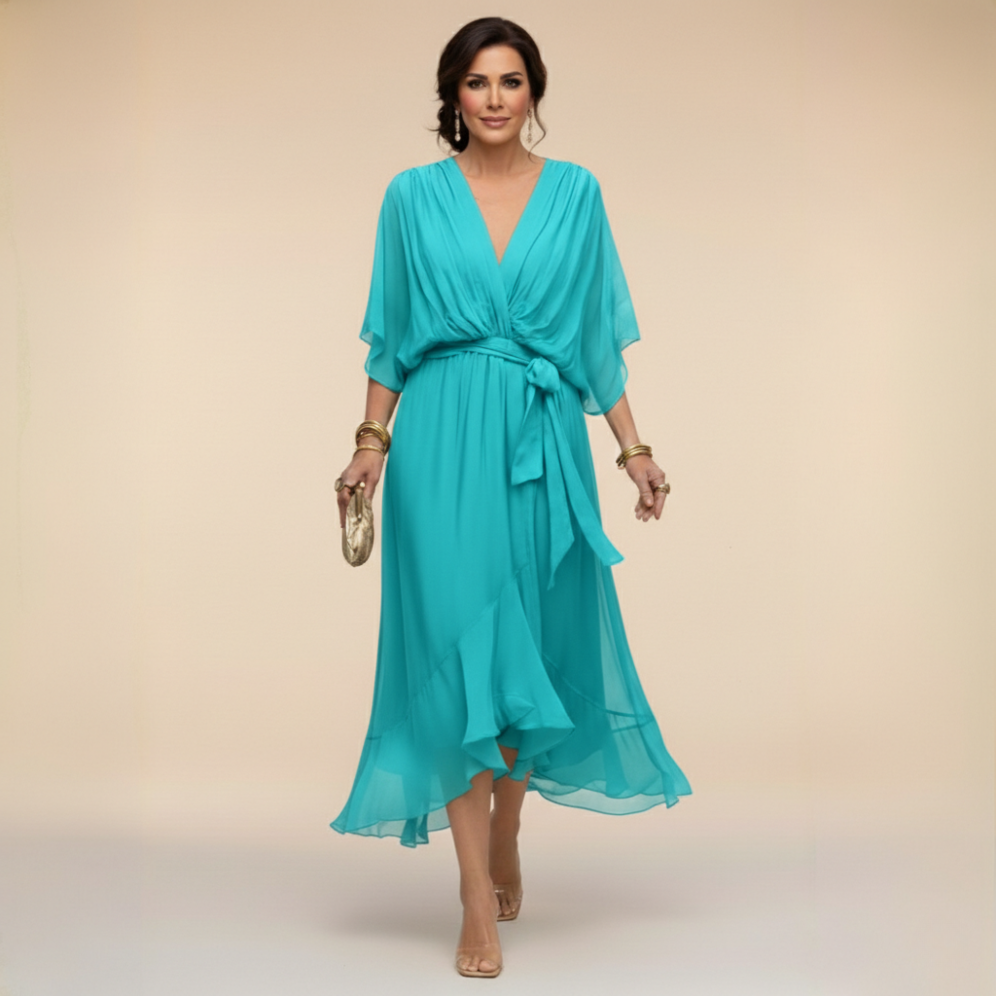 Monica | Chiffon haljina s V-izrezom