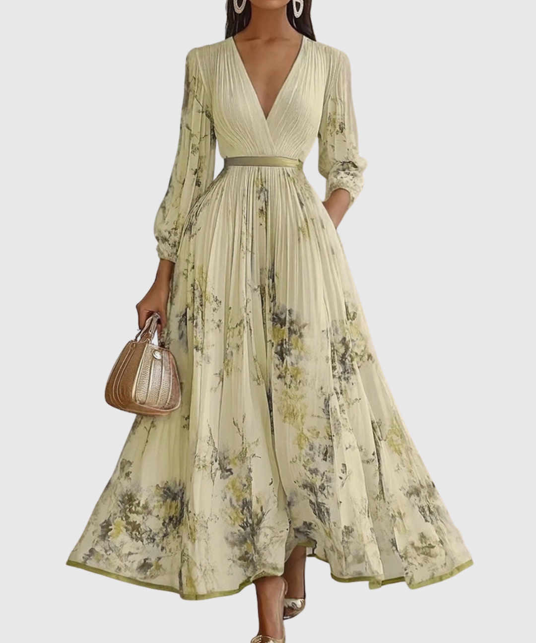 Rowella - Elegantna Plisirane Maxi Haljina