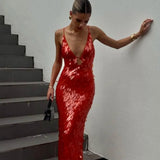 Holly | ženski Wedding Guest Sequin otvorenih leđa haljina