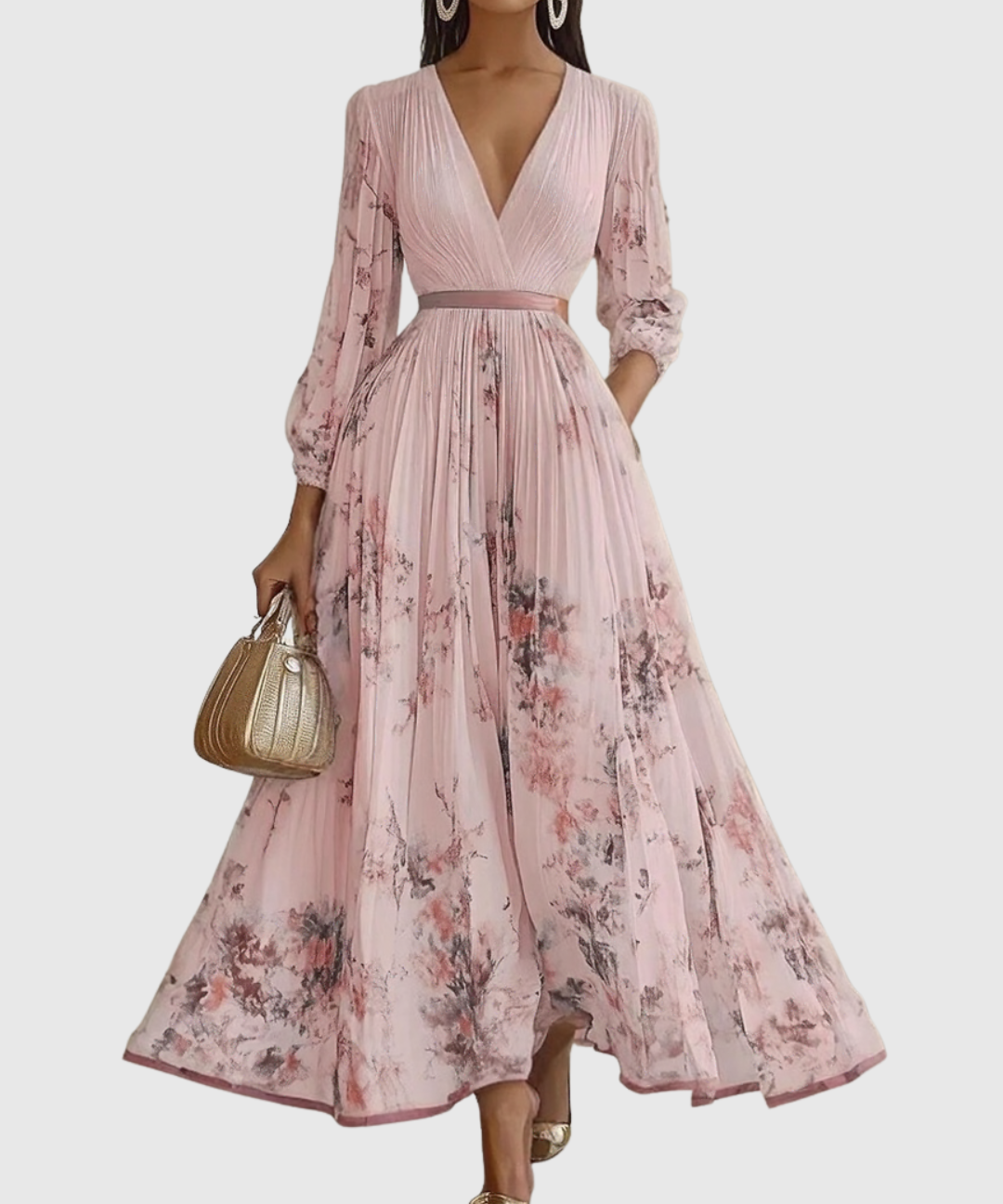 Rowella - Elegantna Plisirane Maxi Haljina