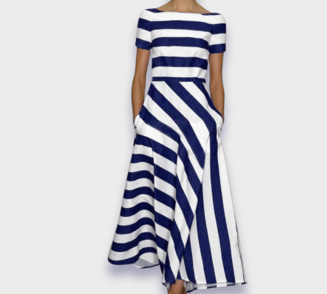 Ručno Rađeno Dugačko Prugasto Haljina