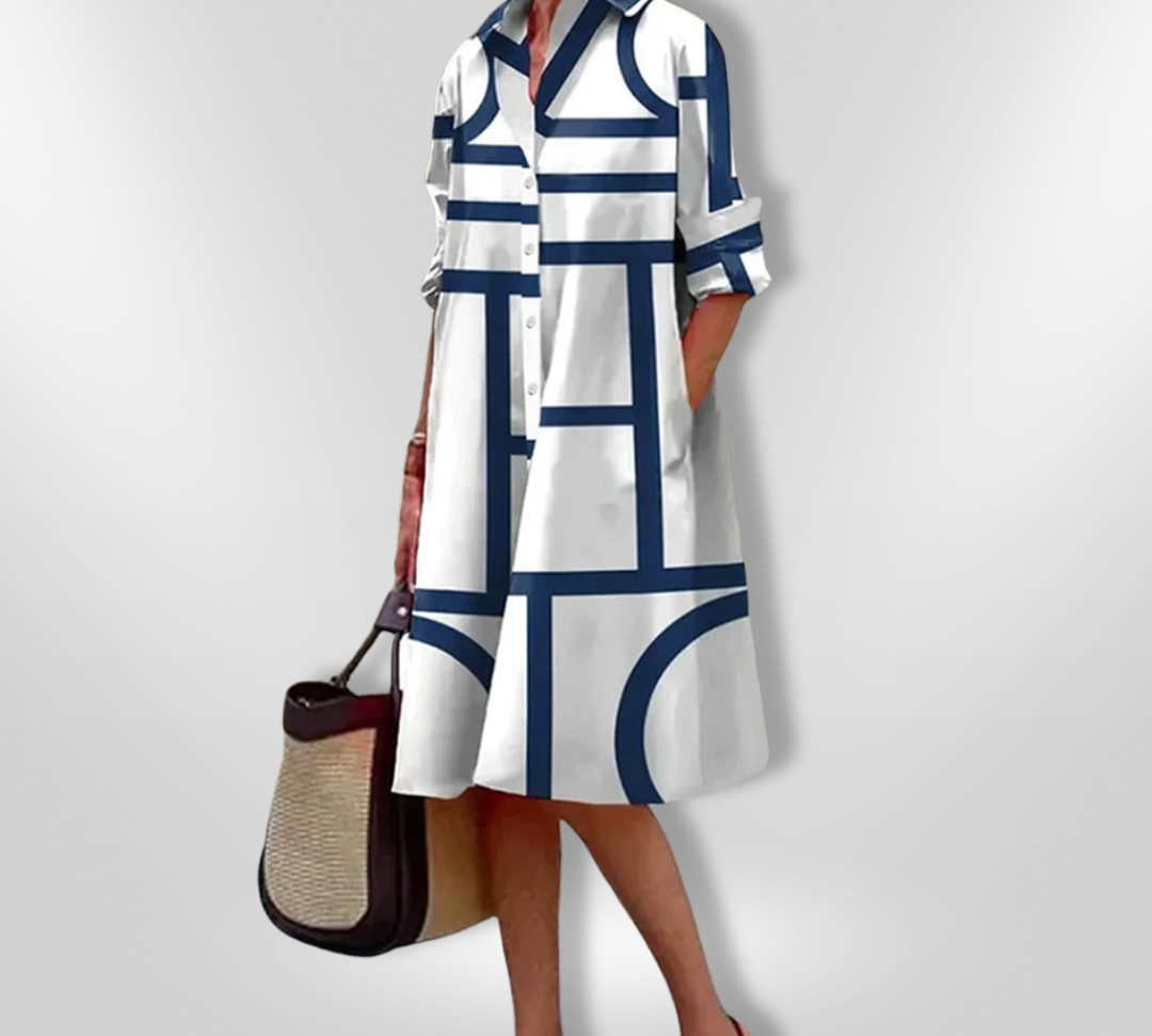 Srednje midi haljina s geometrijskim uzorkom