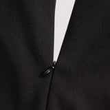 Nora™ | Elegantna crna haljina s remenom i mandarin ovratnikom