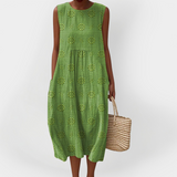 Elegantno pamučno brezrukavo haljina s džepovima