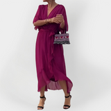 Svilena haljina s V-izrezom