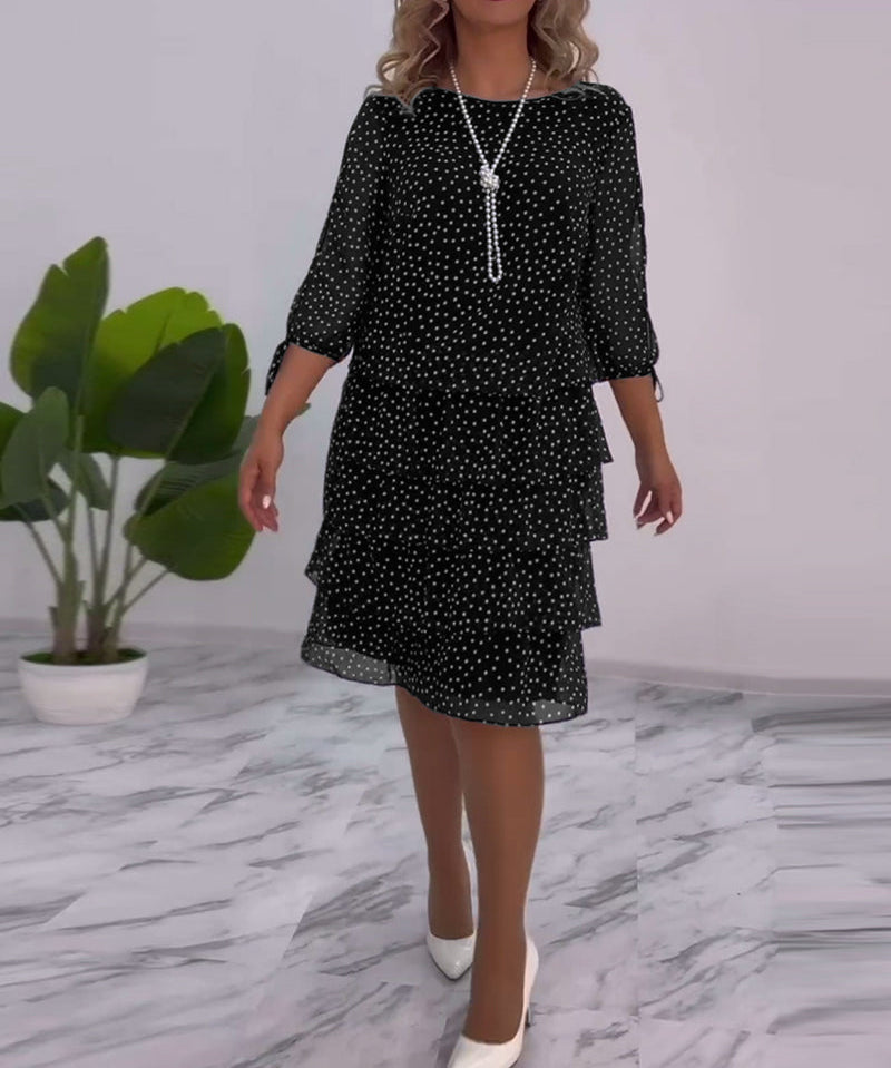 elegantna slojevita haljina s printom točkica