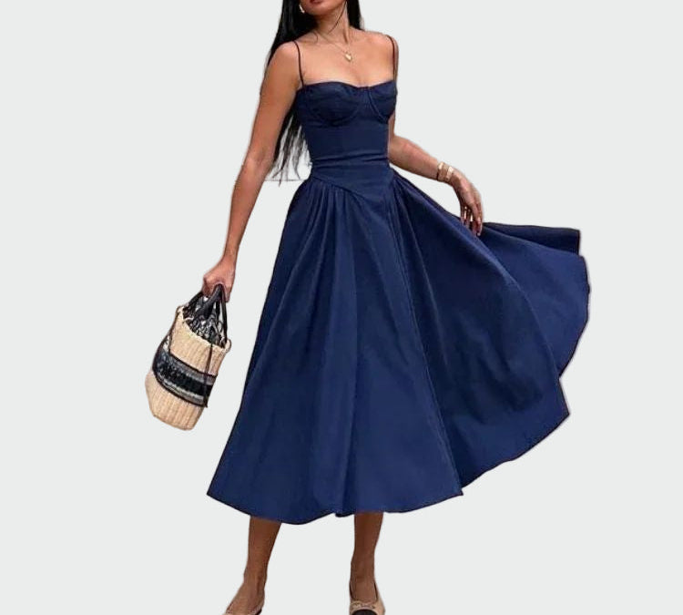 Satenska maxi haljina s tankim naramenicama