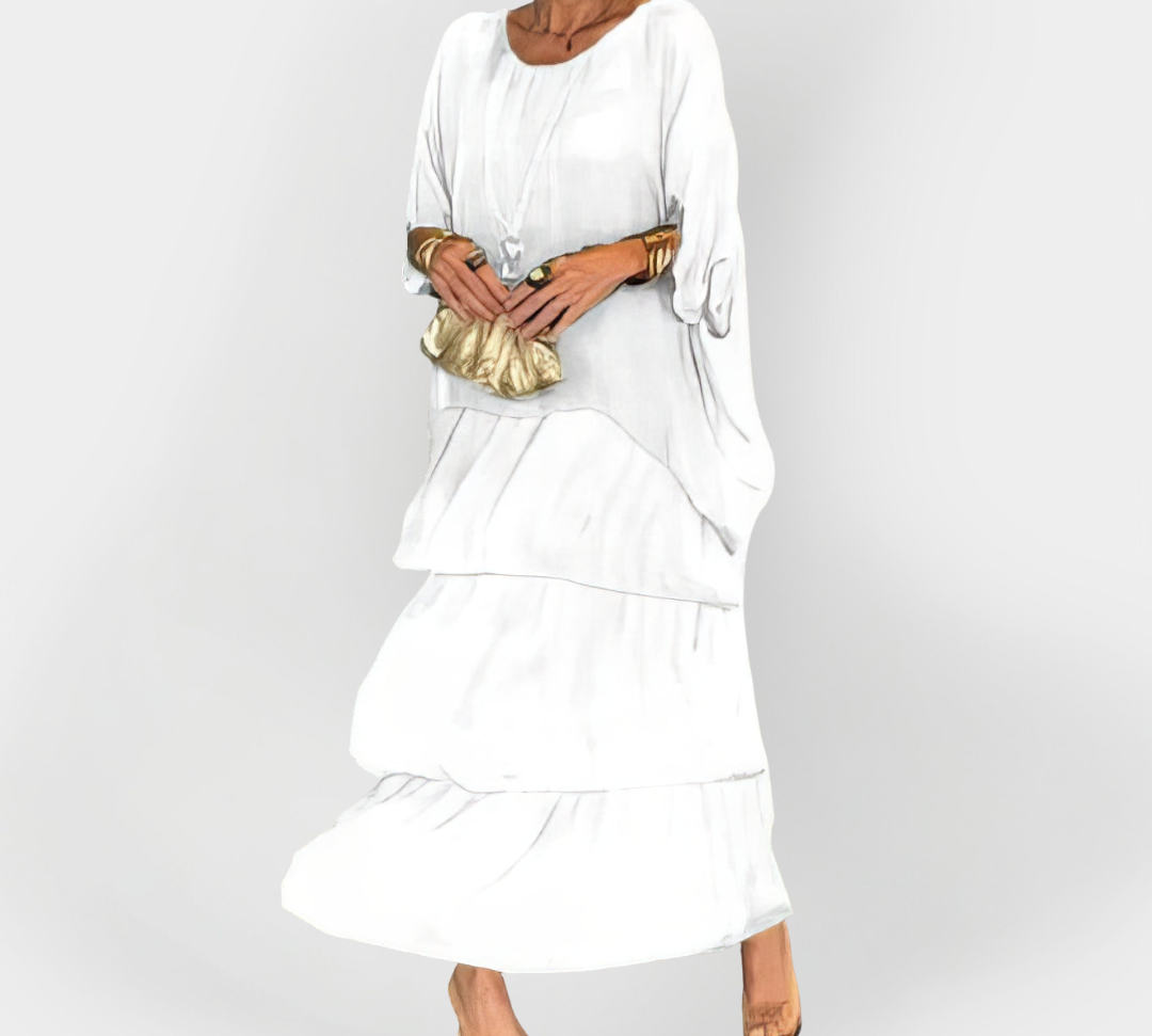 Haljina s plisom i efektom dvostrukog sloja