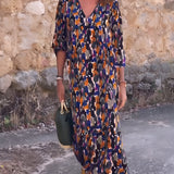 Nathalie – Robe col V imprimé rétro
