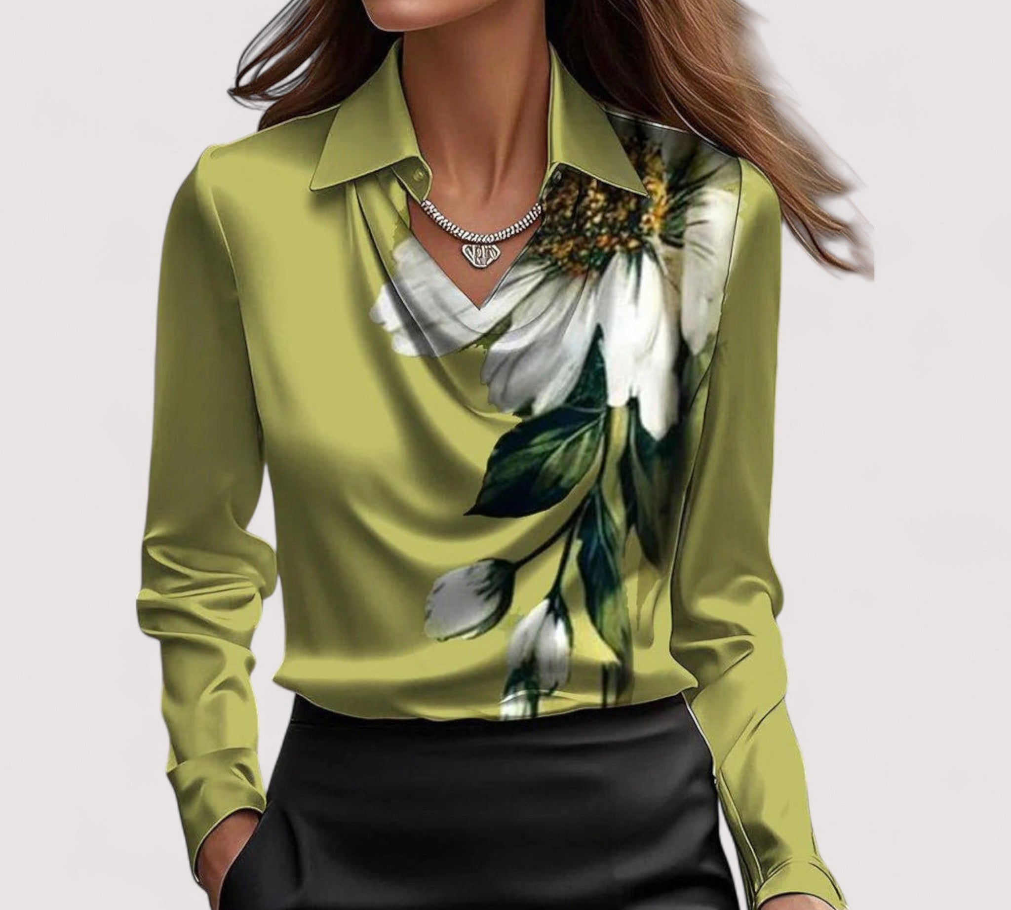 Charlotte™ | Satenska bluza s V-izrezom