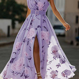 Julie | Svijetlozeleni Cvjetni Chiffon Haljina s Jednim Rame