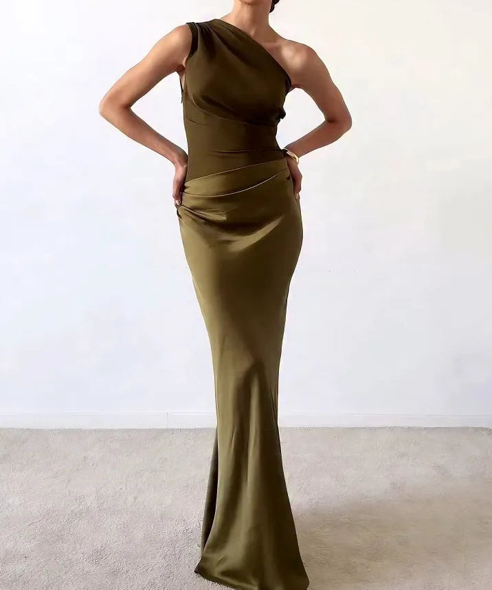 Anita™ | Elegantna plisirana maksi haljina na jedno rame za zabave