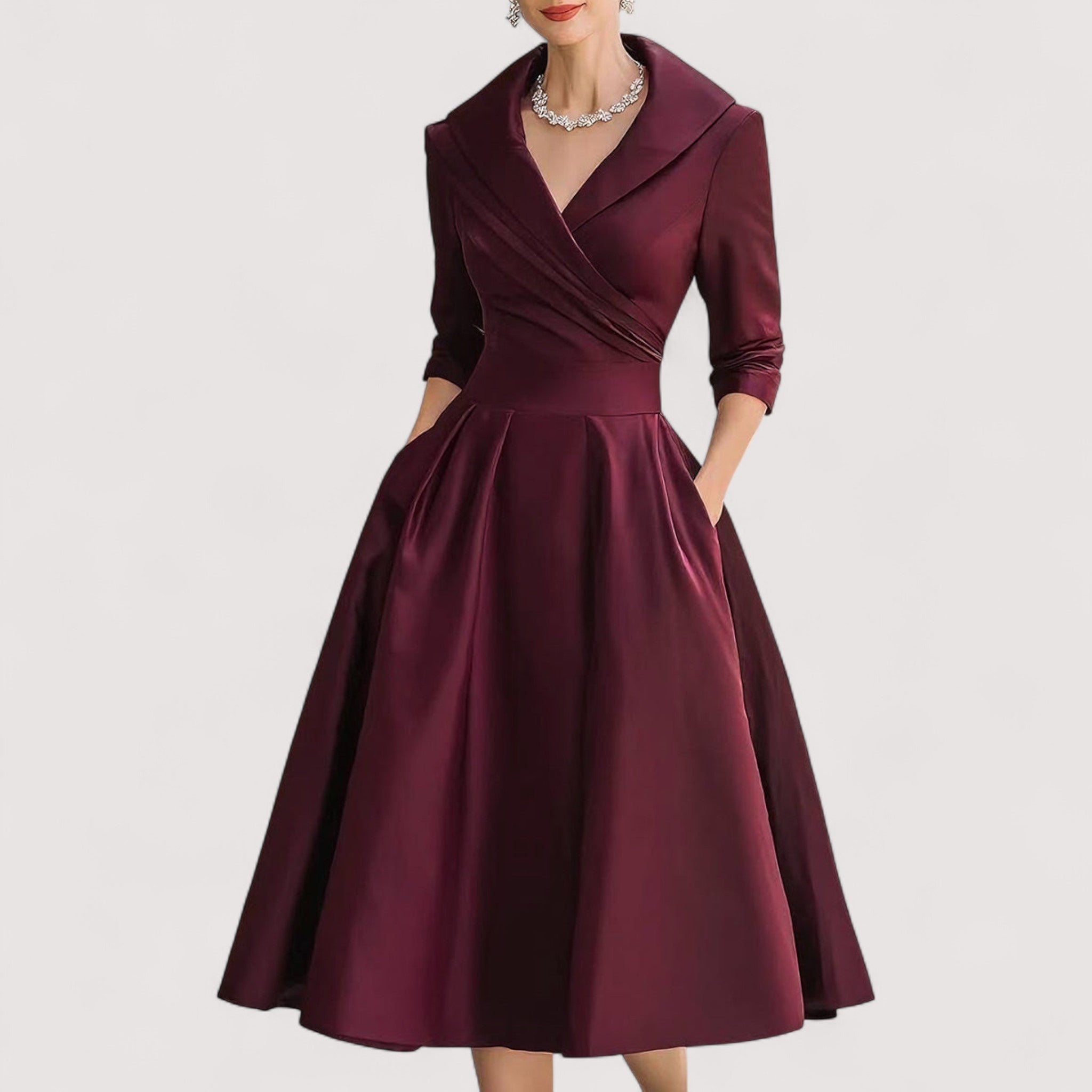 Lorenza™ | Midi satenska haljina