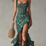 Antonija | Elegantna Boho Haljina s Prorezom Jade