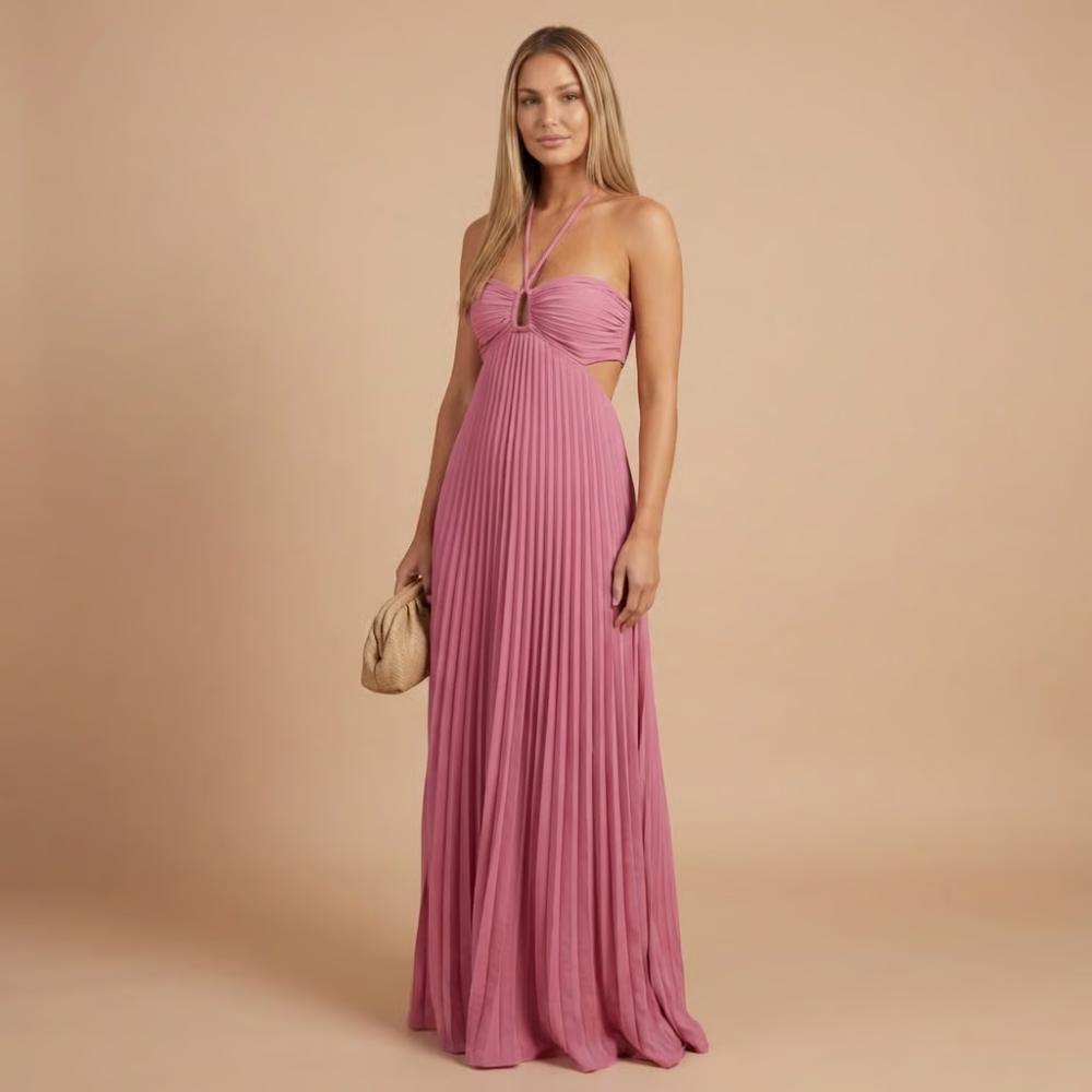 Ženska Nabrana Halter Maxi Haljina za Vjenčanje
