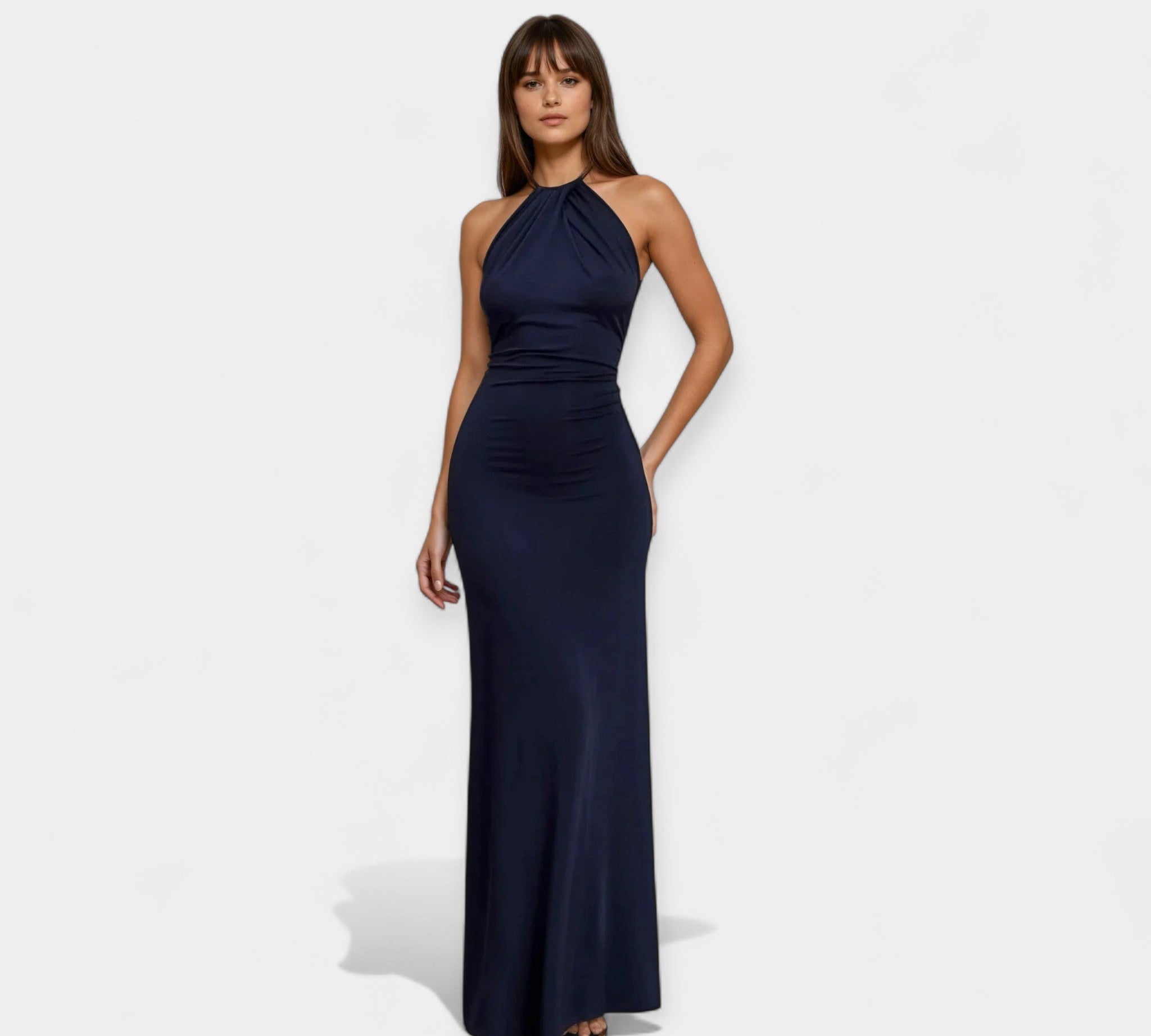 Maxi haljina s ovratnikom i vezanjem