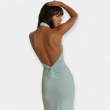 Maxi haljina s ovratnikom i vezanjem