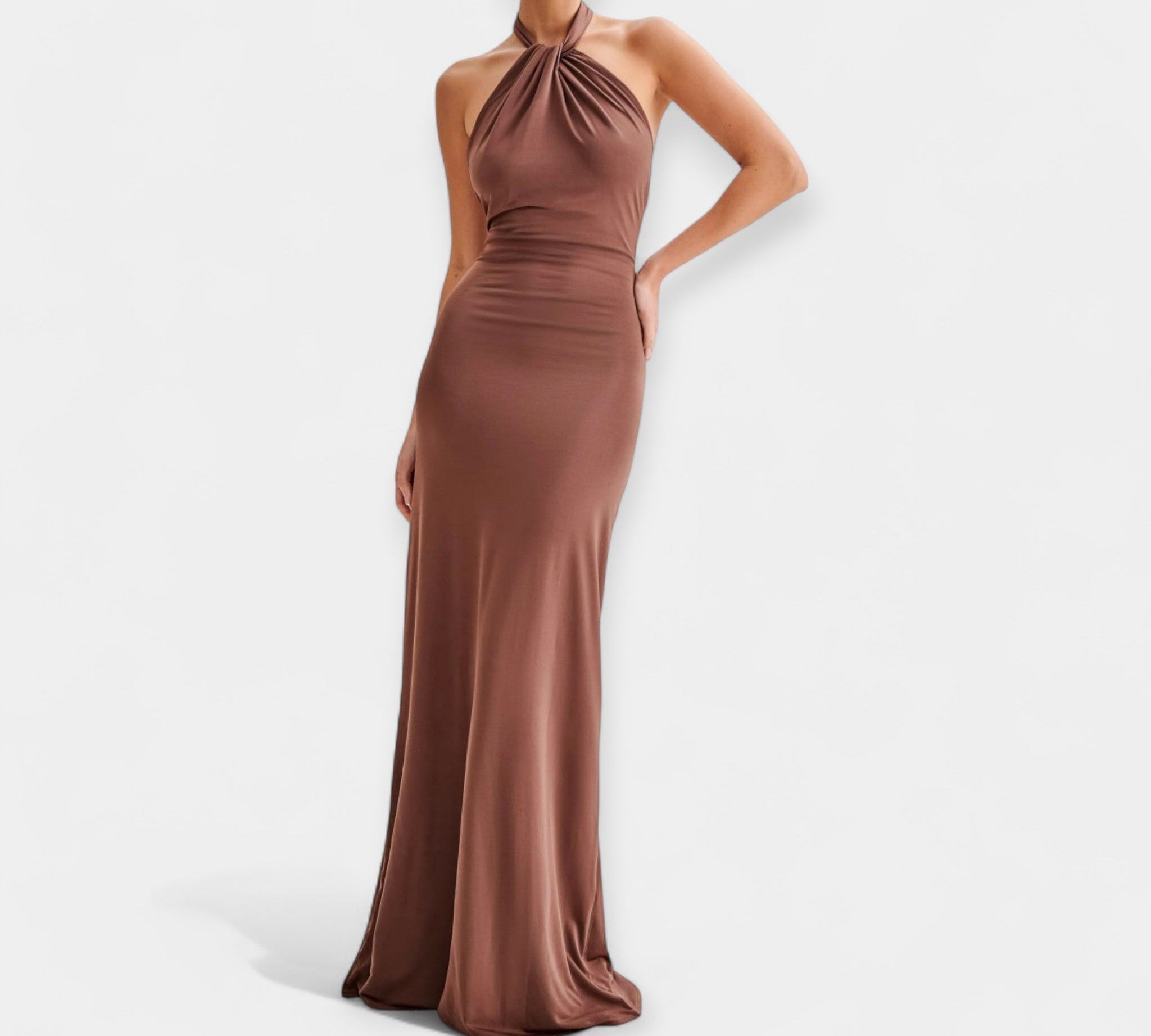 Maxi haljina s ovratnikom i vezanjem