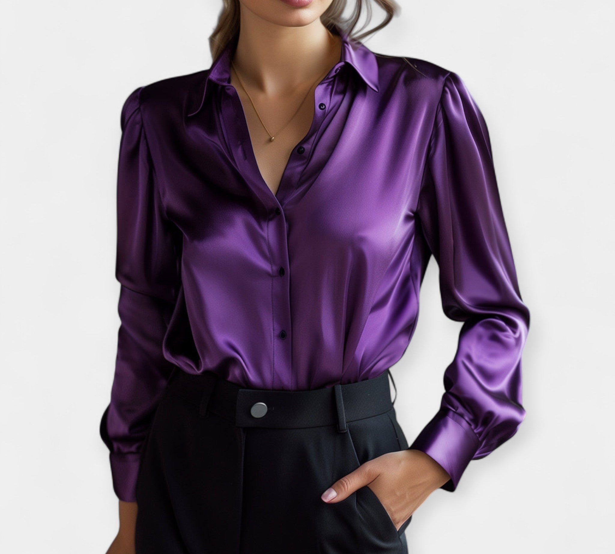 Satinasta Bluza s Ovratnikom