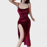 Kristina - Haljina od baršuna s bočnim prorezom