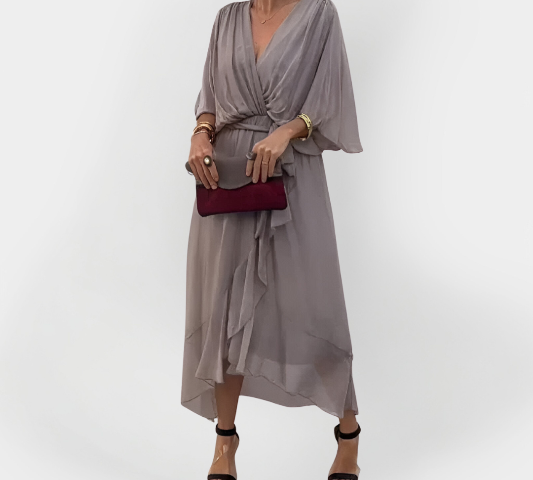 Svilena haljina s V-izrezom