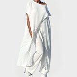 Set s topom i hlačama u jednobojnoj nijansi s dekolteom