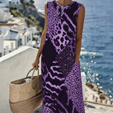 Wren™ | Ženska maksi haljina bez rukava s leopard patchwork printom