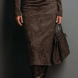 Noa – Suede Luxe Turtleneck Midi haljina