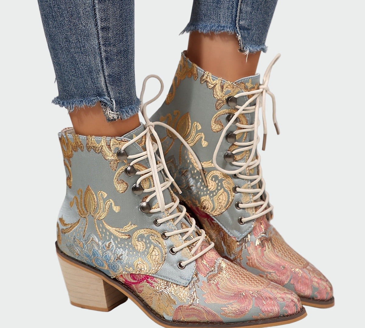 Biserka - Kožne čizme s cvjetovima