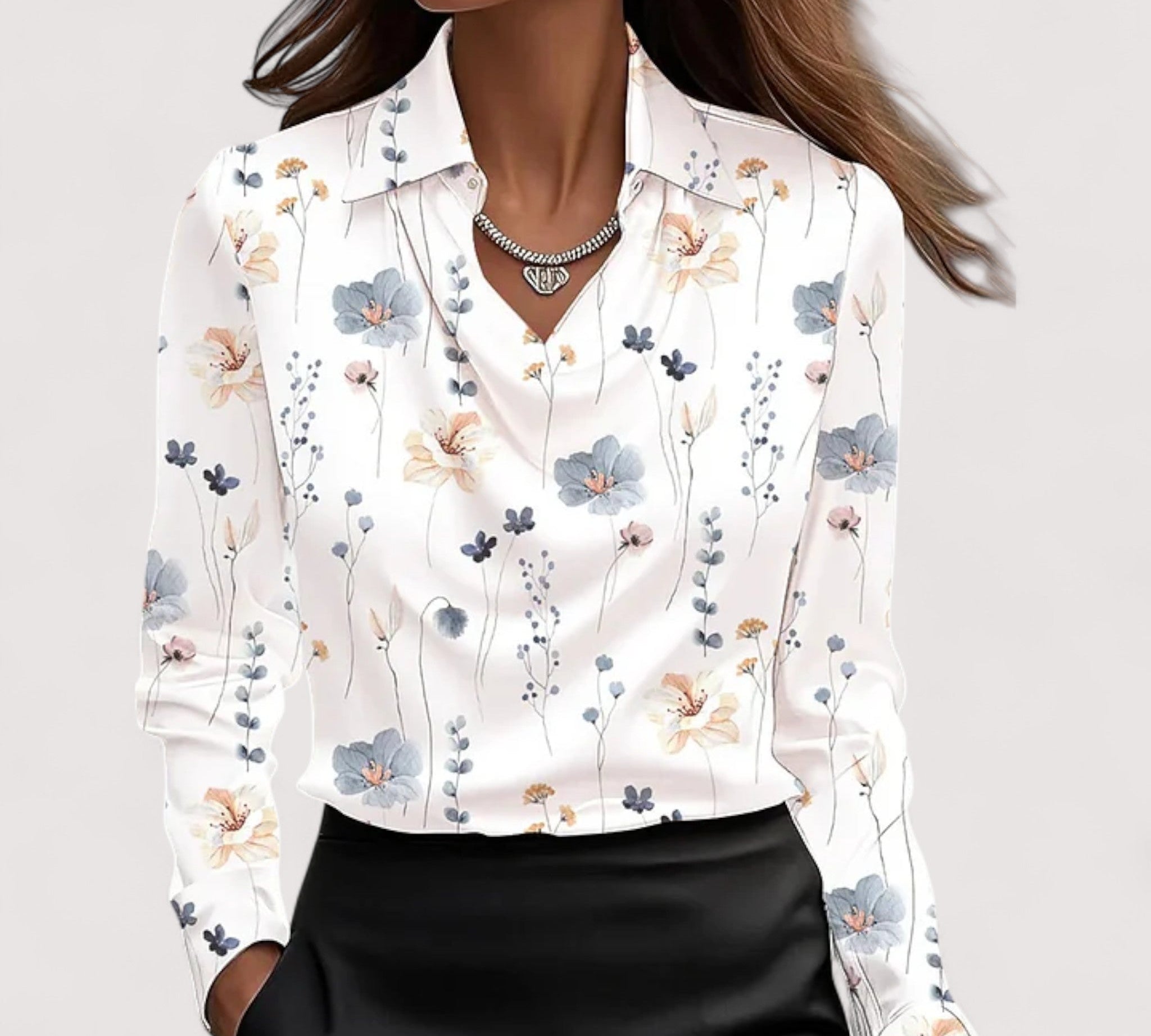 Charlotte™ | Satenska bluza s V-izrezom