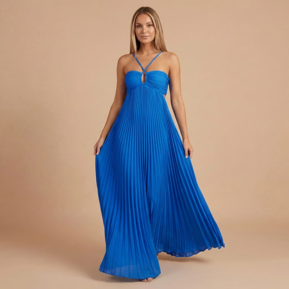 Ženska Nabrana Halter Maxi Haljina za Vjenčanje