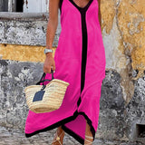 Nancy | Ljetna Lavechic Midi Haljina s Colorblock Uzorkom