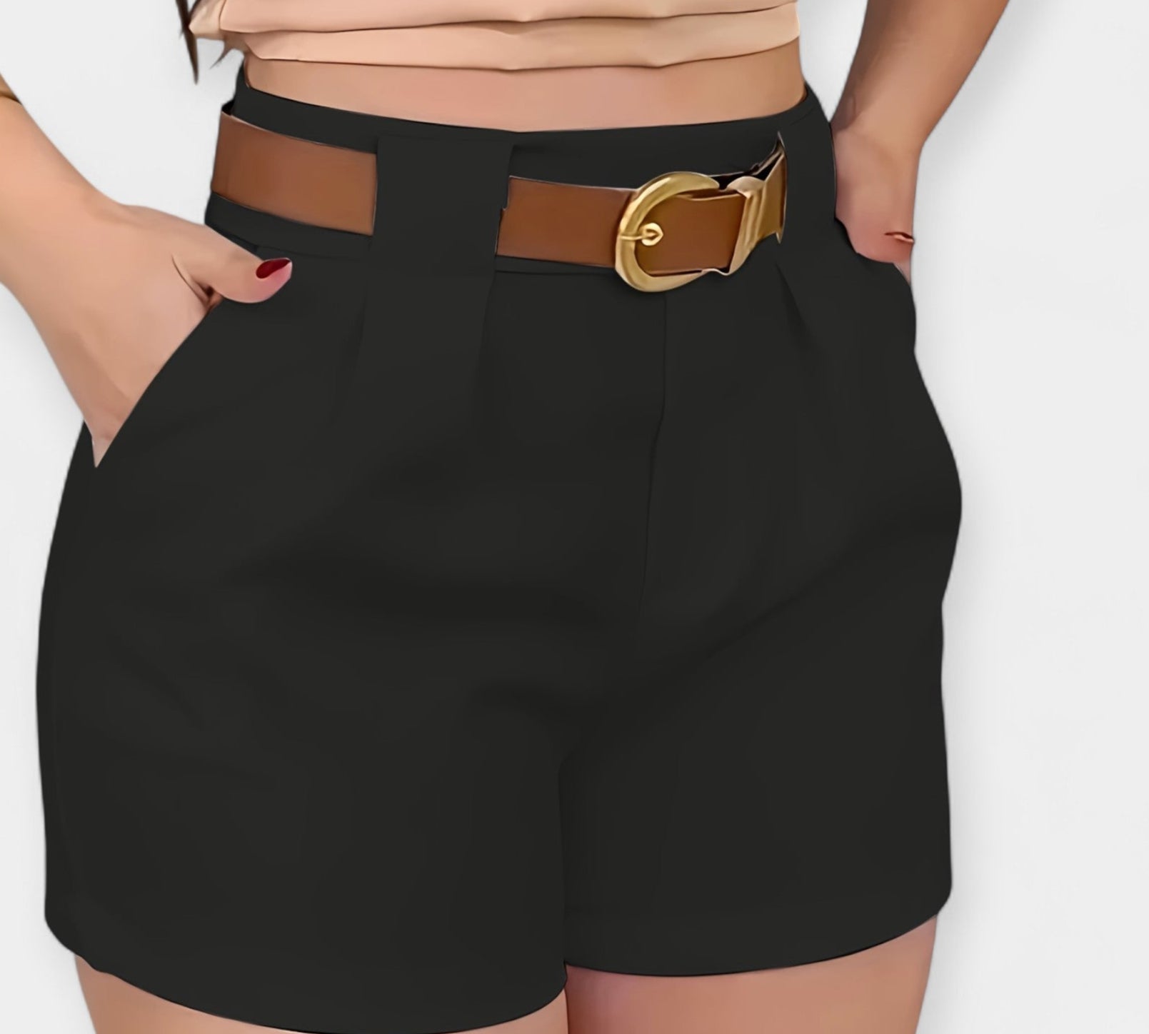 Visoki Srednji Plisirani Šorts