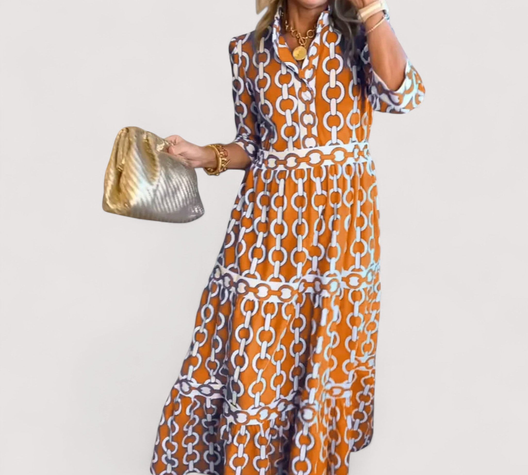 Klarica™ | Midi haljina s uzorkom lanca