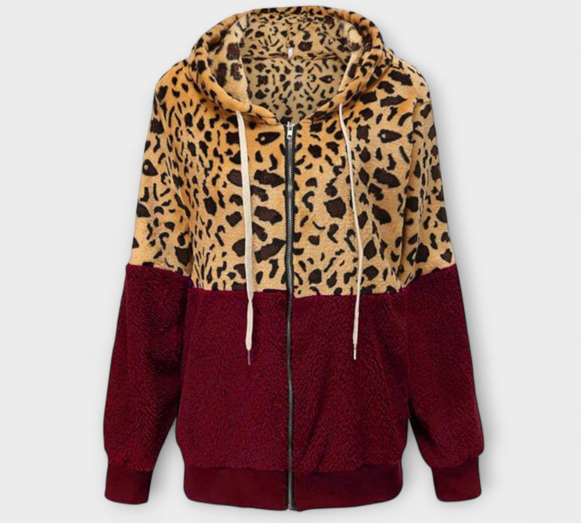 Lea - Flis dukserica s kapuljačom u leopard uzorku