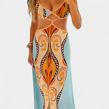 Camela - Bohemian Print Back-Tie Maksi haljina