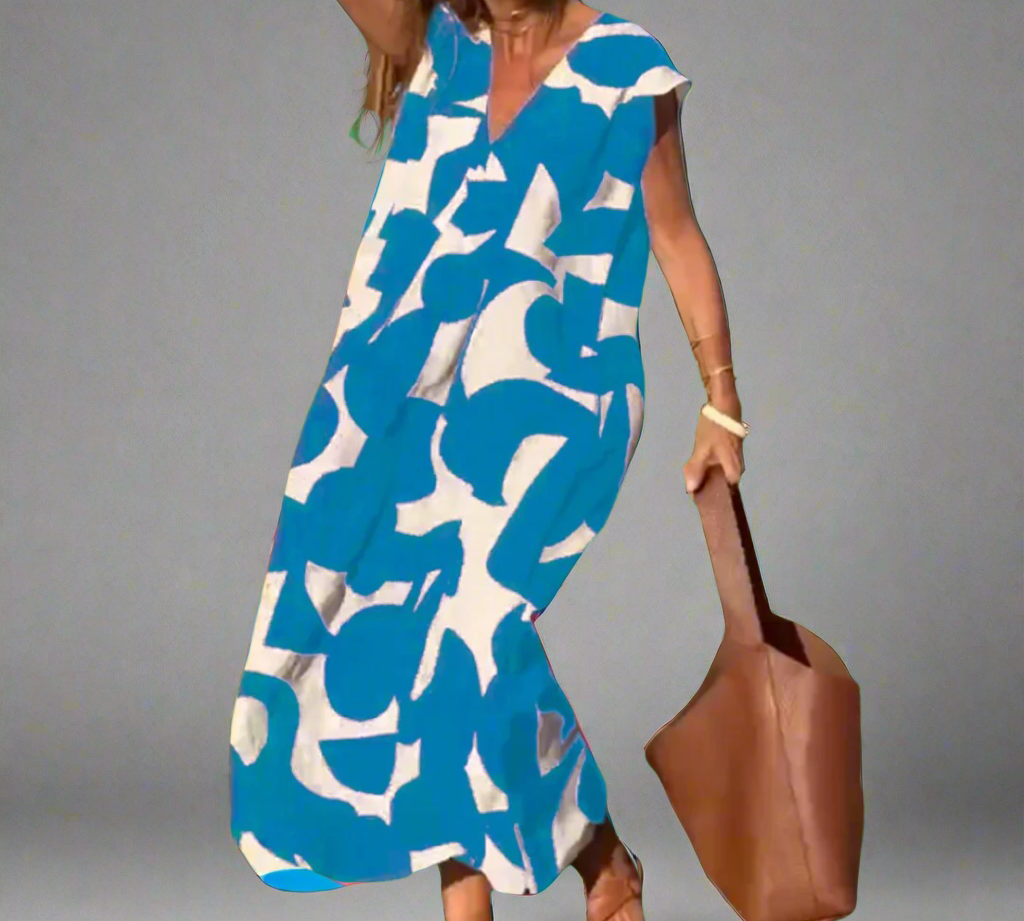 V haljina s otiskom od tkanine